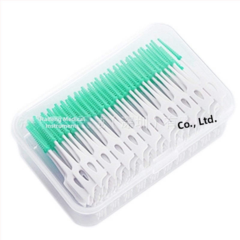 Švelnaus silikono adaptuojamas tarpdančių šepetėlis, skirtas tarpdančių valymui ir ortodontinėms brežoms; modelis AFA; 40 vienetų dėžutė.