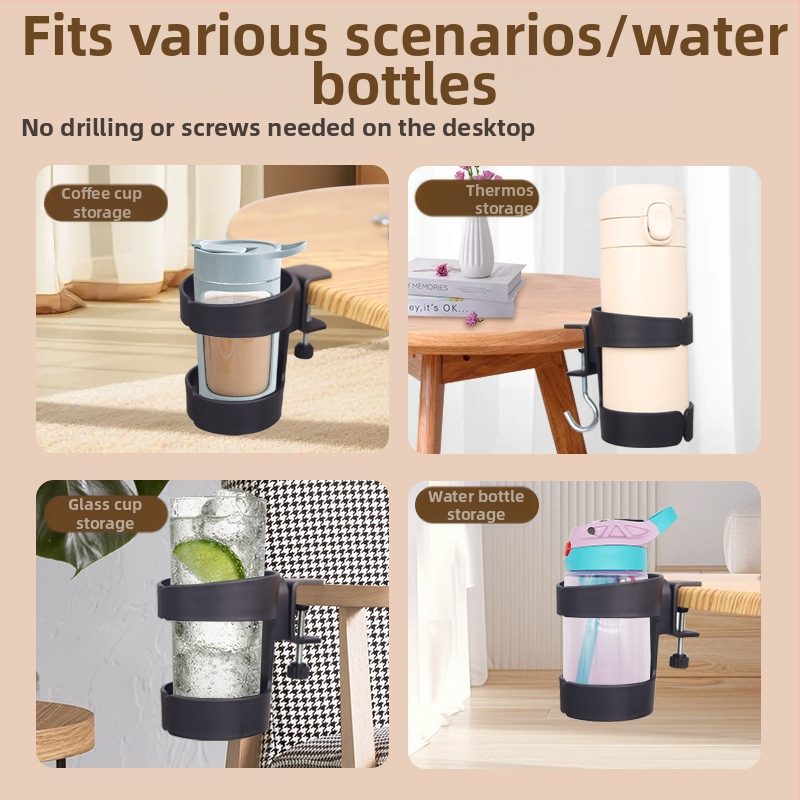 Държач за чаша и писалка за бюро с фиксация към ръба, пластмасов, модерен стил, единична конфигурация, тегло 120 g