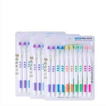 Dantų šepetėlis iš bambuko anglies suaugusiems, itin plonos minkštos šerelės, atskirai įpakuotas, 30 vnt