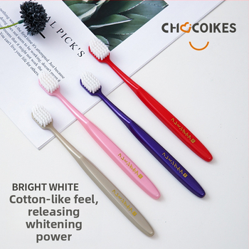 Chocoikes dantų šepetėlis, japoniško plataus galvos, minkšti šereliai, individualiai supakuotas, 4 vienetai dėžutėje