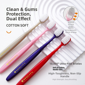 Chocoikes dantų šepetėlis, japoniško plataus galvos, minkšti šereliai, individualiai supakuotas, 4 vienetai dėžutėje