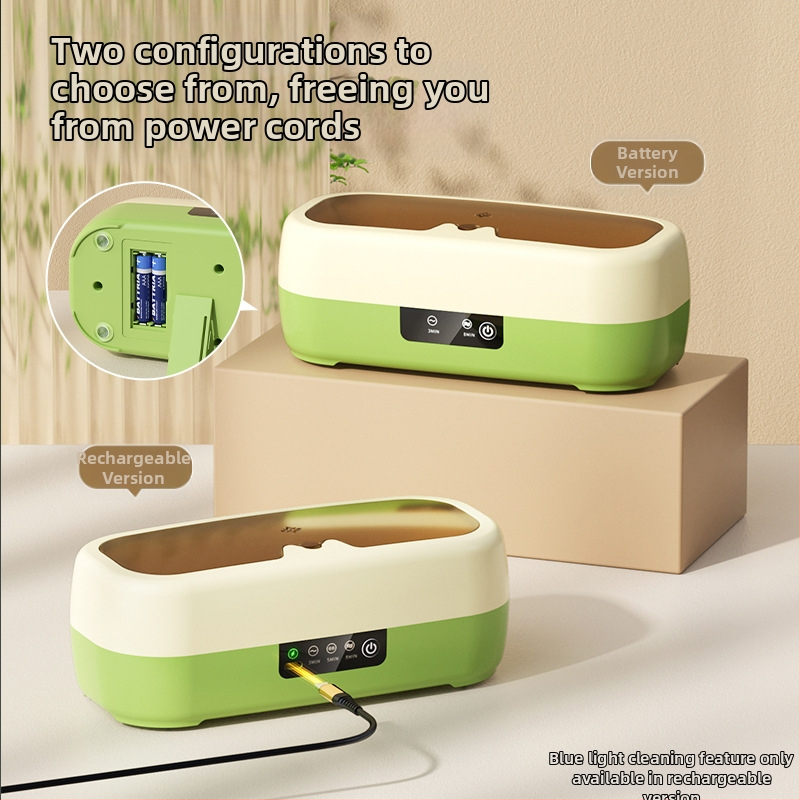 Brilles un juvelierizstrādājumu tīrīšanas ierīce — kompakta, automātiska, pārnēsājama; barošanās USB, sausā baterija vai uzlāde; spriegums 3,7 V; jauda 0,5 W; modelis QX-051; mehānisks darbības režīms