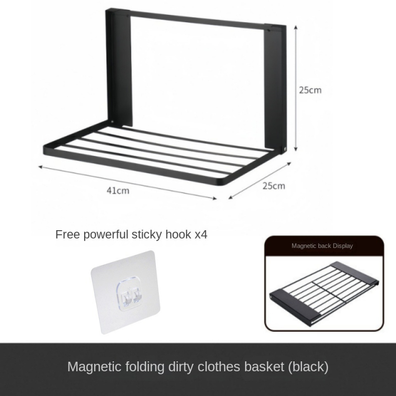 Κρεμαστό τοίχου αναδιπλούμενο καλάθι για βρώμικα ρούχα, από ανοξείδωτο ατσάλι, για μπάνιο ή πλυντήριο