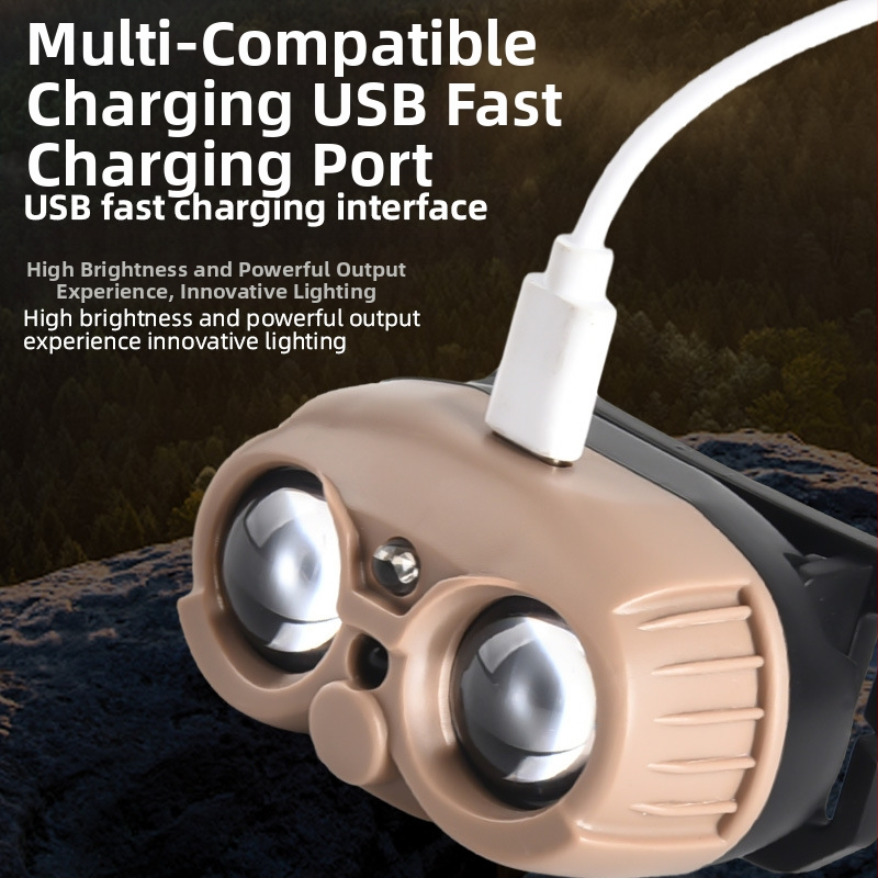 Смарт LED челник с USB зареждане и сензор, 3W, 400mAh, преносим за къмпинг, нощно риболов и бягане