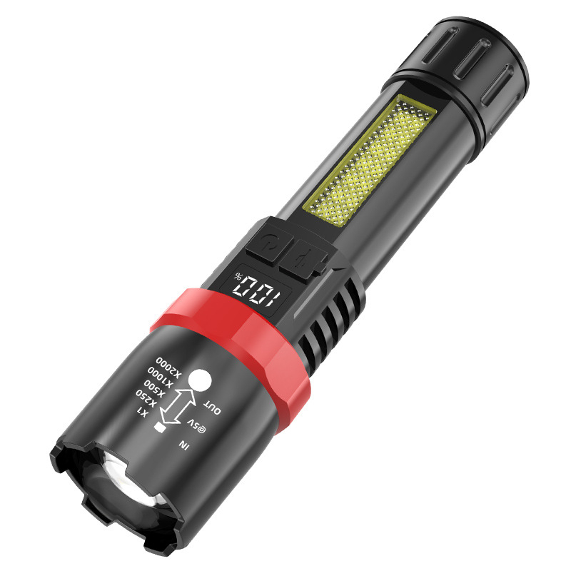 Lanternă cu laser, încărcare USB, afișaj digital, 5W, rază 100–200 m