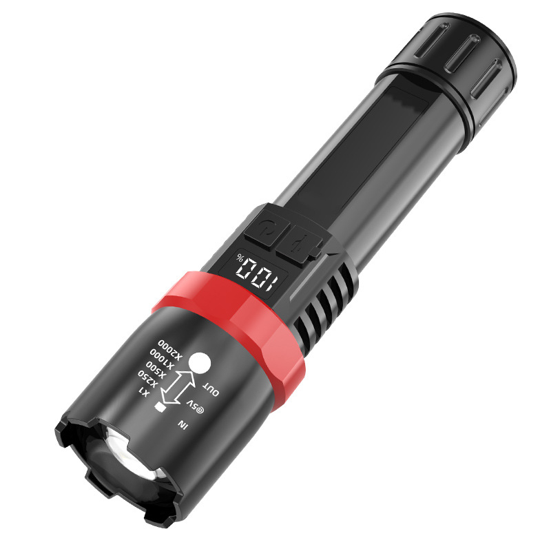 Lanternă cu laser, încărcare USB, afișaj digital, 5W, rază 100–200 m