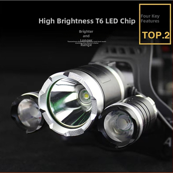 Челна лампа със 3 LED глави, презареждаща се, 10W, 2400 mAh, обхват 200–500 m за открити дейности