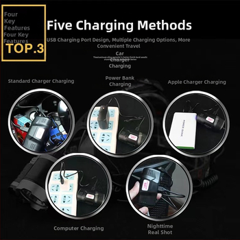 Челна лампа със 3 LED глави, презареждаща се, 10W, 2400 mAh, обхват 200–500 m за открити дейности