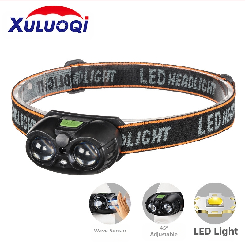 USB зареждаща челна лампа с XPG LED, преносима, лъч 100–200 m, вградена 400 mAh 14500 литиева батерия, ръчно захранване