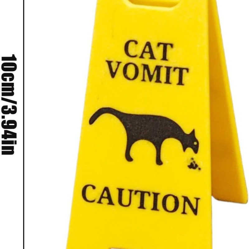 3D печатен декоративен знак за котешко повръщане на мокър под, пластмасова табела