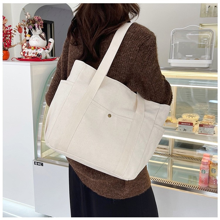 Női vászontáska vállra, városi egyszerű stílus, vízszintes négyzet alakú, cipzárral záródó, telefon- és azonosító zsebbel