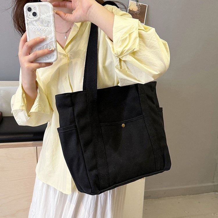 Női vászontáska vállra, városi egyszerű stílus, vízszintes négyzet alakú, cipzárral záródó, telefon- és azonosító zsebbel