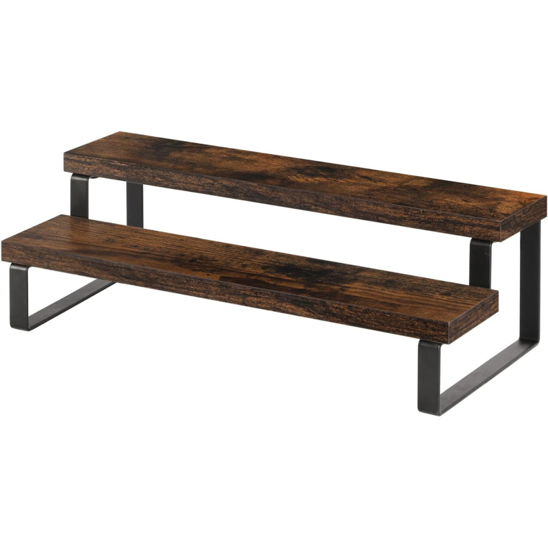 Ξύλινο ράφι προβολής για τον πάγκο της κουζίνας, τεσσάρων επιπέδων ράφι για μπαχαρικά και αποθήκευση, μοντέρνο στυλ απλότητας