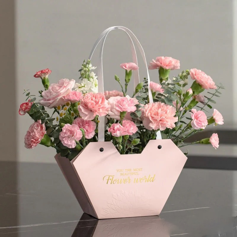Gėlių puokštės dovanos įpakavimas ir nešiojamas maišelis, kartonas, bronzavimas, Yiwu Kinija, Spot, Yibang Packaging