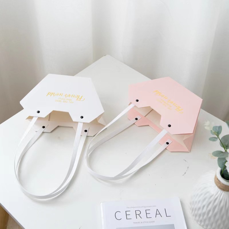 Gėlių puokštės dovanos įpakavimas ir nešiojamas maišelis, kartonas, bronzavimas, Yiwu Kinija, Spot, Yibang Packaging