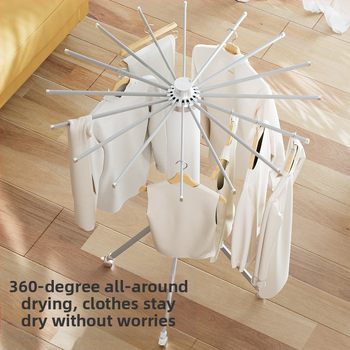 Pastatoma drabužių džiovyklė, mobilus sparno dizainas, plastikas, ištraukiama ir sulankstoma