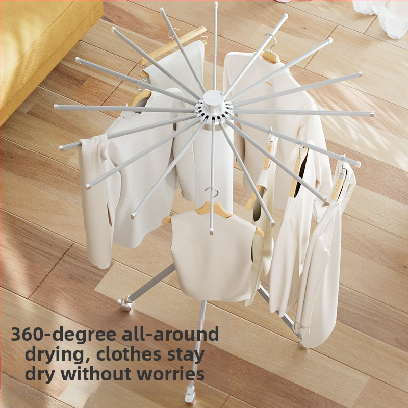 Podlažný vešiak na sušenie odevov, mobilný krídlový dizajn, plastový materiál, vysúvateľný a zložený