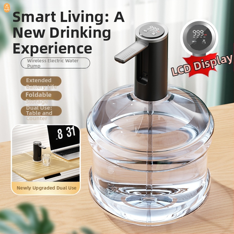 Mini įkraunamas vandens siurbimo dozatorius buteliuotam vandeniui, model AH-068, prisilietimo aktyvavimas, 8W, 3.7V