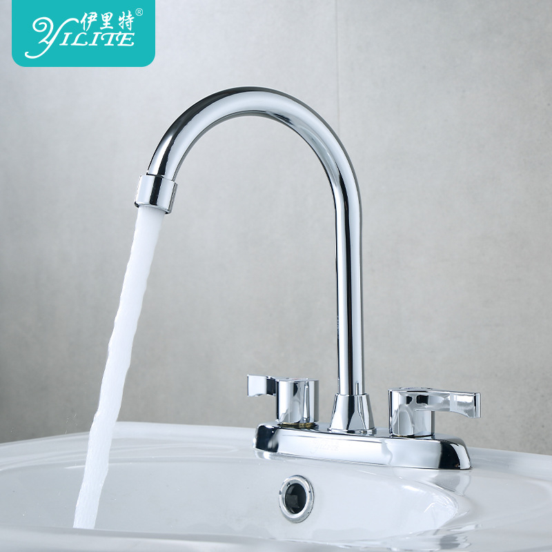 Vario praustuvo čiaupas karštam ir šaltam vandeniui, dviejų skylių, maišytuvas, modelis YLE2003