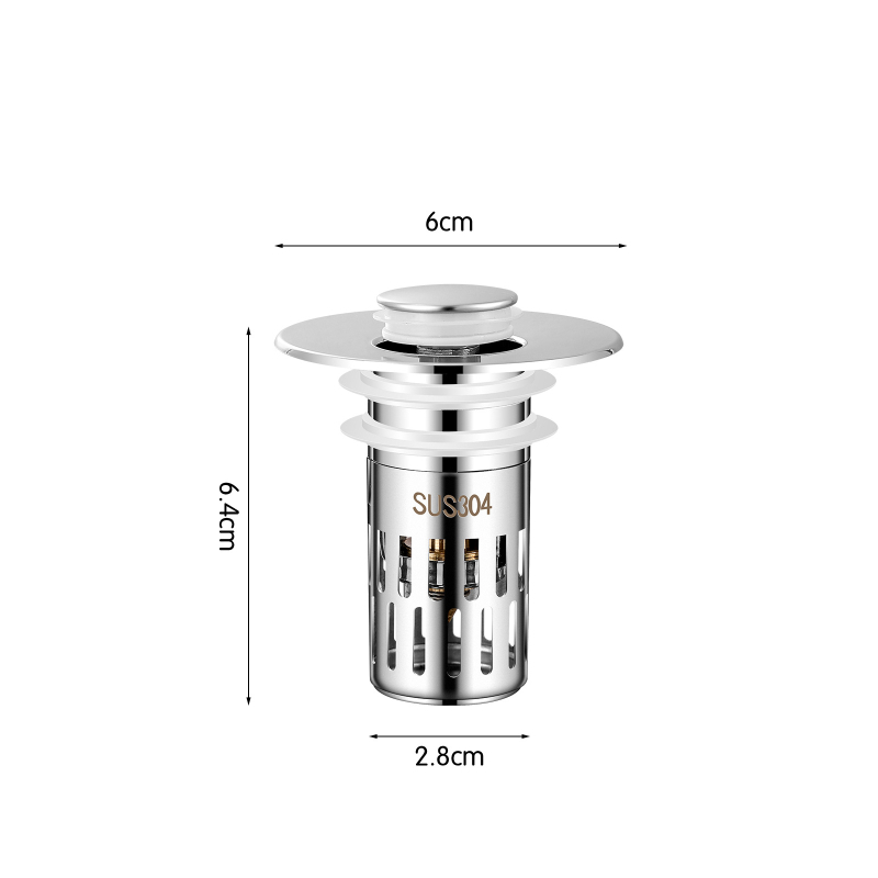 US standardni odvodni čep za umivaonik s bakrenim jezgrom, filtr od nehrđajućeg čelika 304, ABS premaz bakrom — Model E1