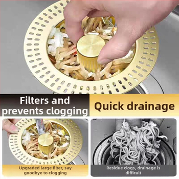 Φίλτρο νεροχύτη από ανοξείδωτο χάλυβα 304 με pop-up bounce core - μοντέλο Golden strainer sink bounce core, μάρκα An Yu, τύπος bounce, μορφή launching, στυλ Modern simplicity