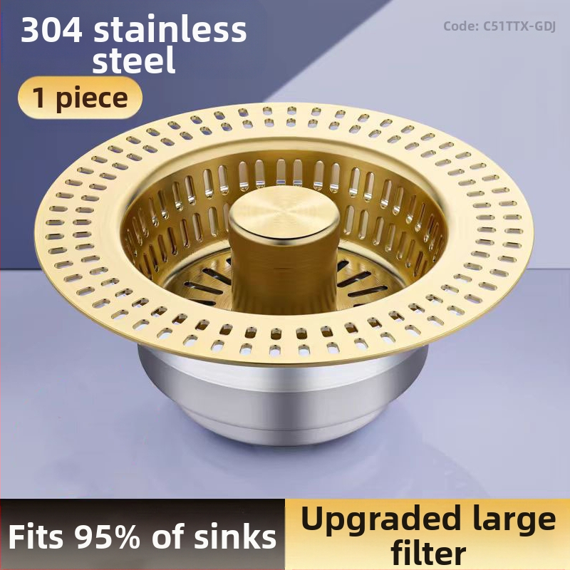 Кухненски филтър за мивка от 304 неръждаема стомана с поп-ъп ядро - модел Golden strainer sink bounce core, марка An Yu, тип bounce, форма launching, стил Modern simplicity