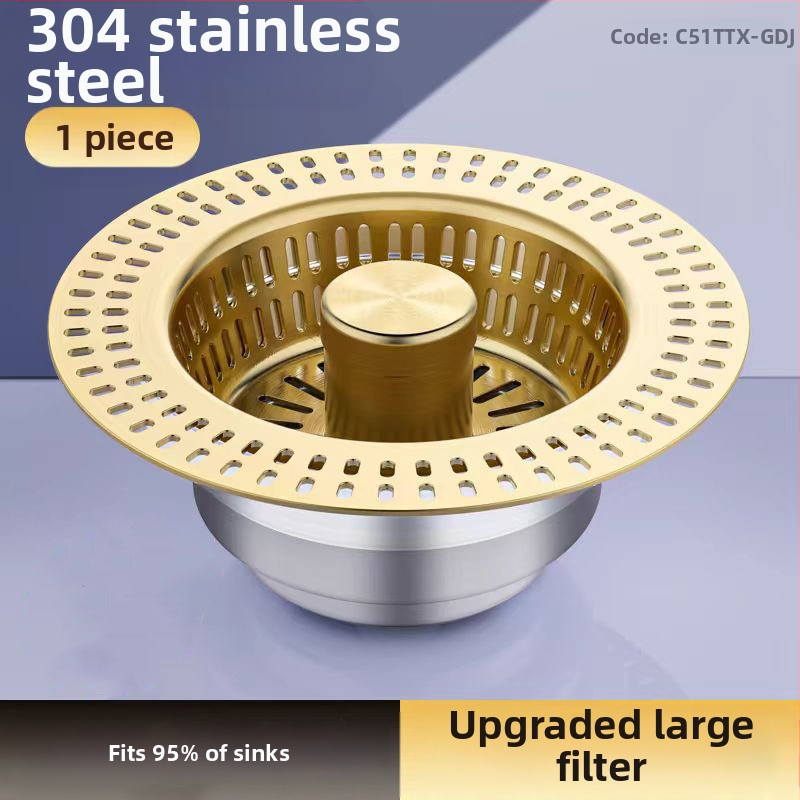 Φίλτρο νεροχύτη από ανοξείδωτο χάλυβα 304 με pop-up bounce core - μοντέλο Golden strainer sink bounce core, μάρκα An Yu, τύπος bounce, μορφή launching, στυλ Modern simplicity