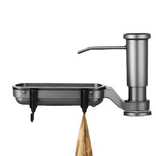 Δοχείο σαπουνιού με προεκτειόμενο σωληνάκι για νεροχύτη κουζίνας (Μεγάλη χωρητικότητα, χειροκίνητο πατητήρι, ABS, μοντέρνο μινιμαλιστικό στυλ, Hongfeng)