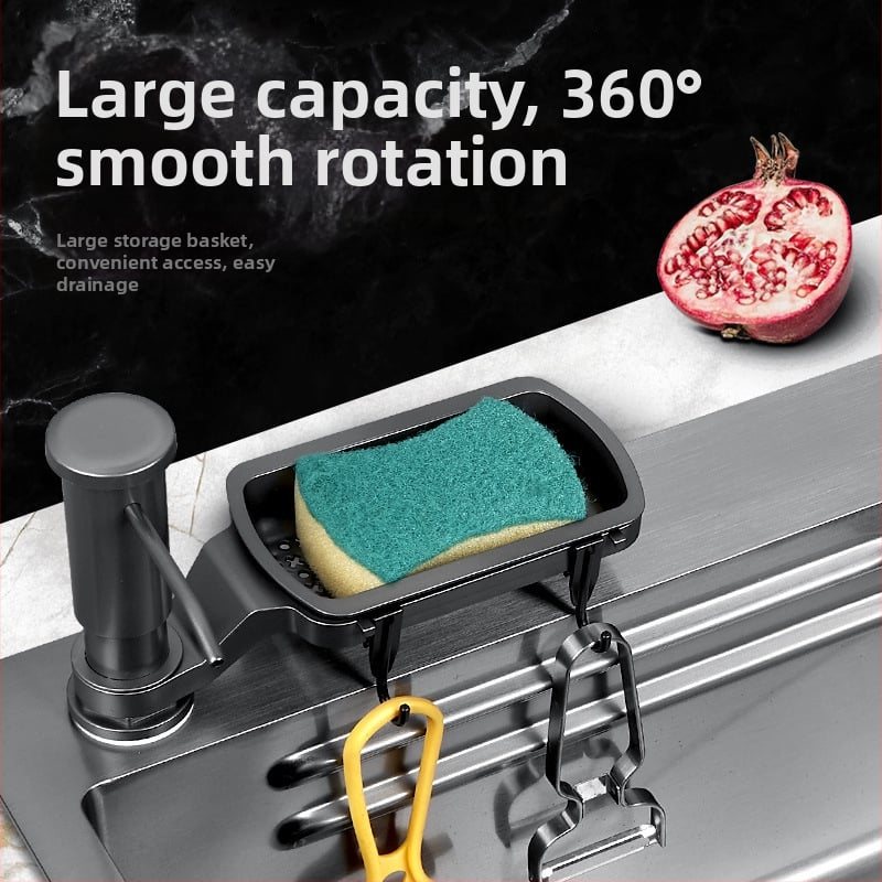 Δοχείο σαπουνιού με προεκτειόμενο σωληνάκι για νεροχύτη κουζίνας (Μεγάλη χωρητικότητα, χειροκίνητο πατητήρι, ABS, μοντέρνο μινιμαλιστικό στυλ, Hongfeng)