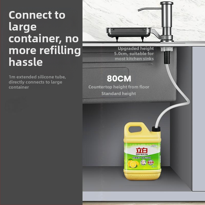 Dávkovač mydla s predĺženým potrubím pre kuchynskú drezu (Veľká kapacita, ručné stlačenie, ABS, moderný minimalistický štýl, Hongfeng)