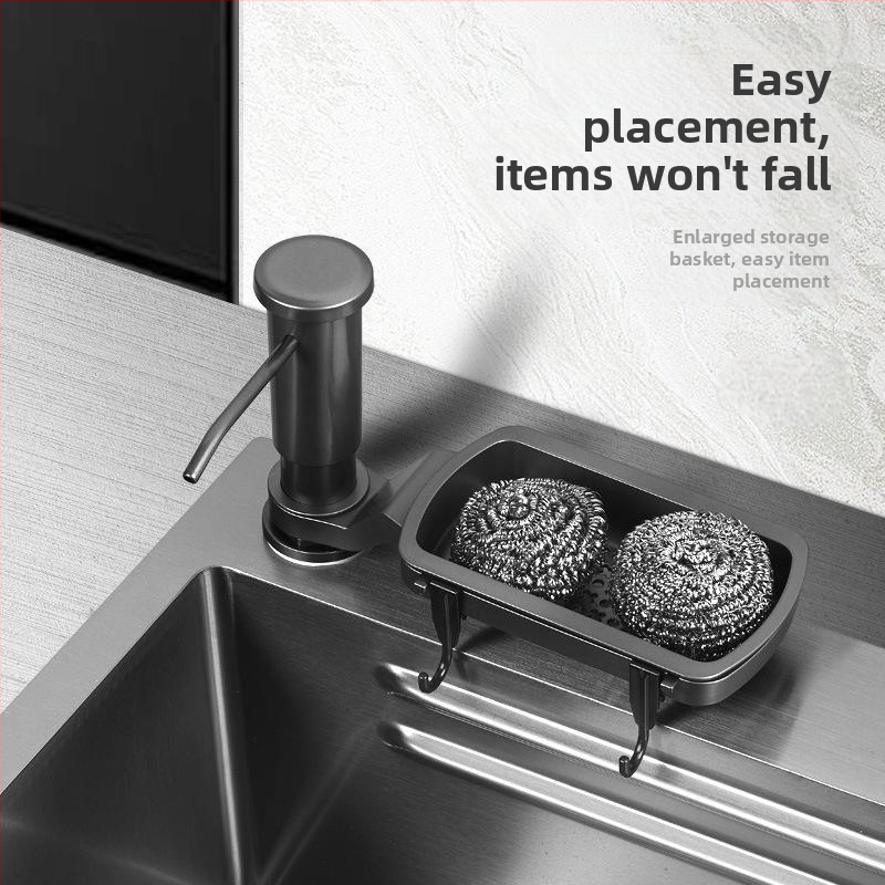 Dávkovač mydla s predĺženým potrubím pre kuchynskú drezu (Veľká kapacita, ručné stlačenie, ABS, moderný minimalistický štýl, Hongfeng)