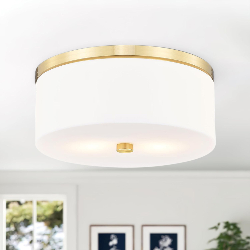 Φωτιστικό οροφής LED 110V, μεταλλικό σώμα, υφασμάτινο σκιάδιο, κάλυψη 5–10 τ.μ., κατάλληλο για σαλόνι και υπνοδωμάτιο