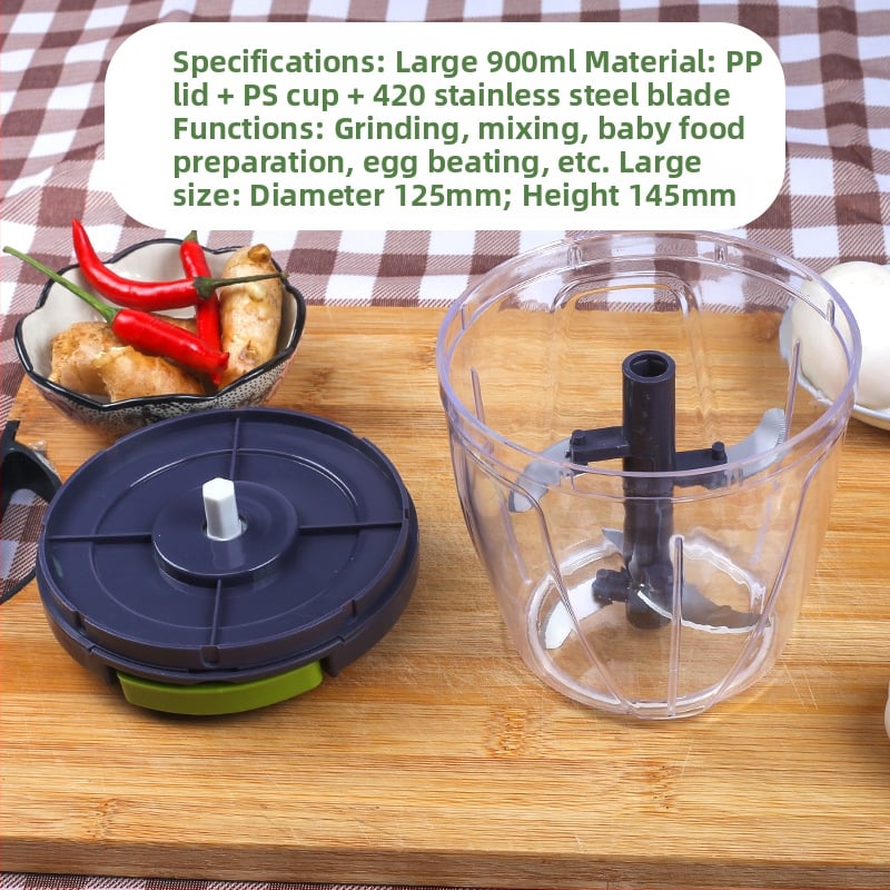 Rankinis česnako spaudimo ir malimo įrankis – plastikinis korpusas, nerūdijanio plieno peilis; daugiafunkcinis virtuvės įrankis česnakui, svogūnams, imbierui ir mėsai; prekė Home of Excellence; tinka kūdikių maistui