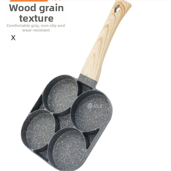 Aliuminio keturių skylių omletės keptuvė su Maifan akmens nelipniu danga, modelis XL-010, svoris 0,5 kg