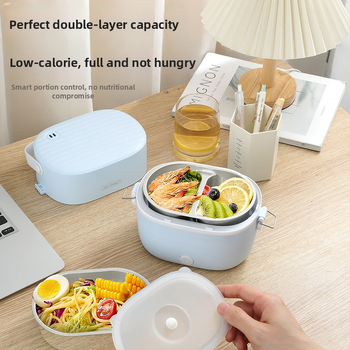 Електрическа кутия за обяд ZKFH-001, изолиран двуслоен дизайн с плоча за топлина, вътрешна тава от 304 неръждаема стомана, 270W при 220V, USB захранване