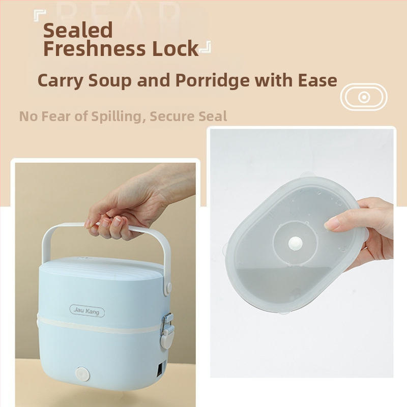 Електрическа кутия за обяд ZKFH-001, изолиран двуслоен дизайн с плоча за топлина, вътрешна тава от 304 неръждаема стомана, 270W при 220V, USB захранване