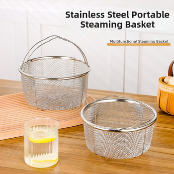 Saliekams nerūsējošā tērauda tvaika grozs 201, piemērots rīsu vārīšanai un spiedienkatlam — daudzfunkcionāls ar sietveida eļļas filtrs