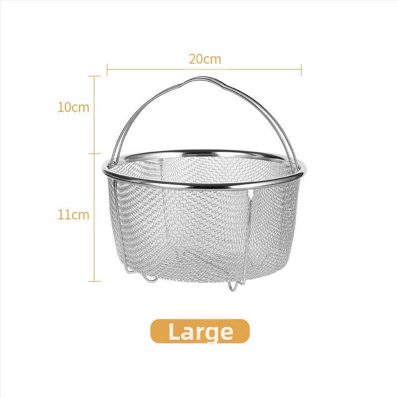 Saliekams nerūsējošā tērauda tvaika grozs 201, piemērots rīsu vārīšanai un spiedienkatlam — daudzfunkcionāls ar sietveida eļļas filtrs