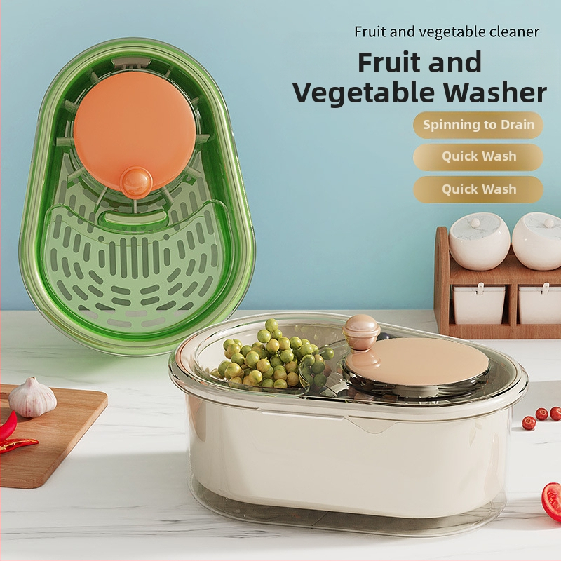 Daugiafunkcinis vaisių ir daržovių plovimo įrenginys su nusausinimo krepšiu — ABS medžiaga, šiuolaikinis minimalistinis stilius