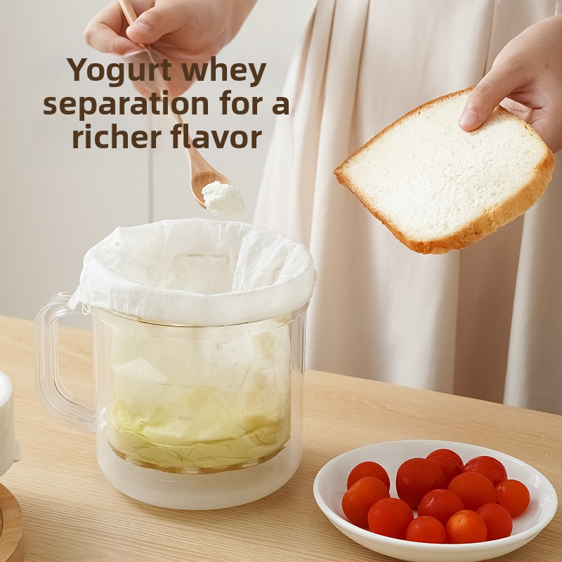Ръчен кръгъл филтър за кисело мляко и отделител на суроватка – домакинство, изключително голям капацитет, без електричество, 3 торбички от нетъкана материя, материали: PP/PS/ABS и пружина от неръждаема стомана 201