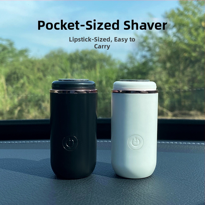 Mini elektrinė skutimosi priemonė vyrams su pasukama daugiašlaitė galva (>4), integruota baterija 100-300 mAh, tylus veikimas <36 dB, įkrovimas, veikimo laikas >3 val