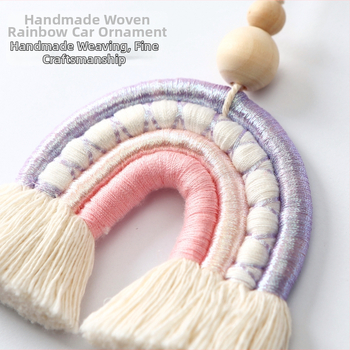 Χειροποίητος υφαντός κρεμαστός αυτοκινήτου από κράμα, μποέμ στυλ, με φούντα