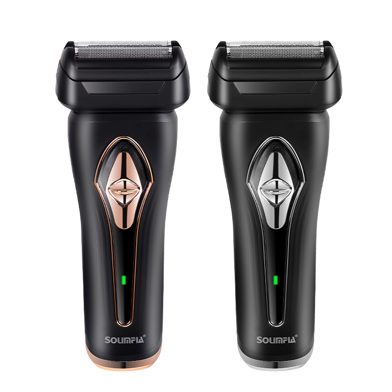  Elektriskais skuveklis ar kustīgu divu asmeņu galvu; pilnīgi mazgājams; LED displejs; USB uzlāde; 1 stunda darbības laiks.