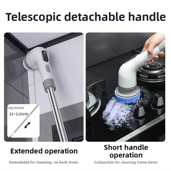 Ηλεκτρική βούρτσα καθαρισμού με 9 κεφαλές, τηλεσκοπική, ασύρματη φόρτιση, για κουζίνα και μπάνιο