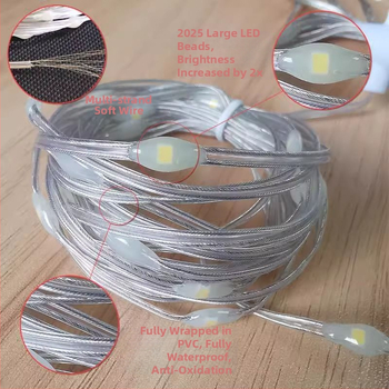 LED φως κουρτινής με δερμάτινο κορδόνι, ρυθμιζόμενο, USB τηλεχειριστήριο, είσοδος 5V, IP54