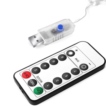 LED φως κουρτινής με δερμάτινο κορδόνι, ρυθμιζόμενο, USB τηλεχειριστήριο, είσοδος 5V, IP54