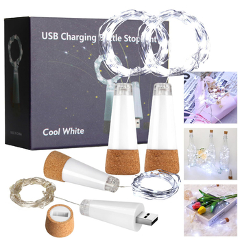 LED φώτα από φελλούς κρασιού σε σειρά - τροφοδοσία USB, μοντέλο USB-WBL001, πλαστική βάση λαμπτήρα, ≤36V, DIY, νυχτερινό φως, φωτισμός περιβάλλοντος