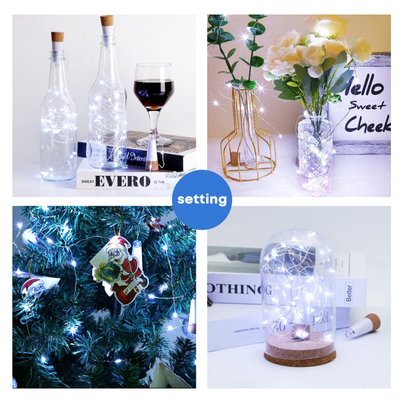 LED φώτα από φελλούς κρασιού σε σειρά - τροφοδοσία USB, μοντέλο USB-WBL001, πλαστική βάση λαμπτήρα, ≤36V, DIY, νυχτερινό φως, φωτισμός περιβάλλοντος