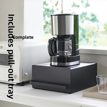 Επιτραπέζιο ράφι αποθήκευσης με συρτάρι για καφετιέρα και βραστήρα, χάλυβας άνθρακα, 2 επίπεδα, πολλαπλή χρήση, μοντέρνο μινιμαλιστικό σχέδιο