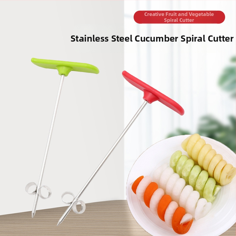 Chef Ji Qixiu nerūdijančio plieno + PP daugiakomponentis daržovių pjaustytuvas su spiraliniu volu ir agurko pjaustytuvu
